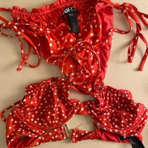 Beach Riot Red Polka Dot Caitlin Underwire Top AND Cara Bottom